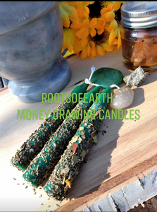 Money Drawing Conjured Intention Candles 3 Per set